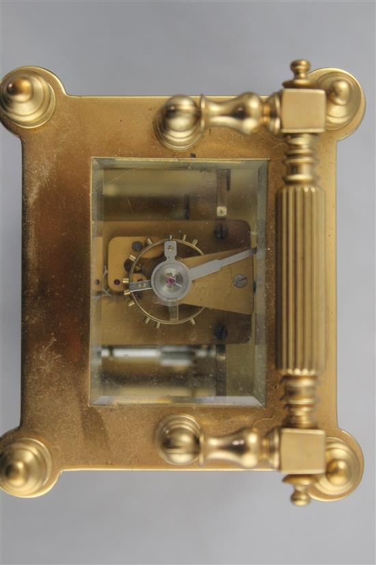 An Edwardian gilt brass carriage timepiece, 5.25in.